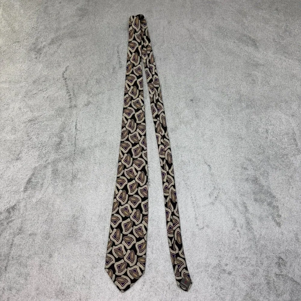 Robert Talbott Studio for Halls Silk Tie Geometric Abstract Black Taupe 60x3.75